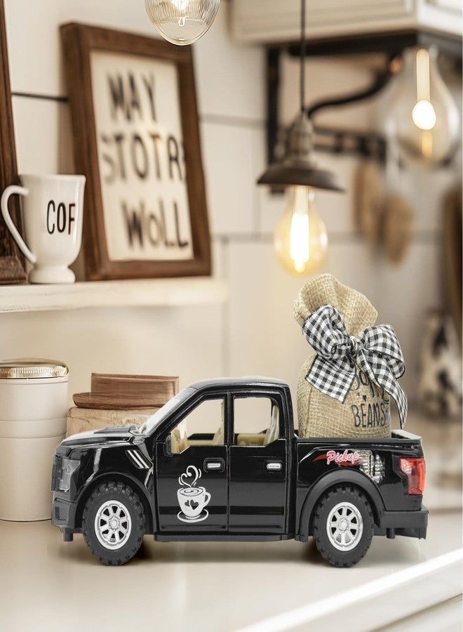 ديكورات ركن القهوة: ديكور ركن قهوة ريفي - ديكور شاحنة معدنية سوداء متوسطة الحجم | إكسسوارات ديكور ركن القهوة، ديكور صينية متعددة الطبقات، ديكور ركن القهوة، وديكور شاحنة عتيقة - Image 4